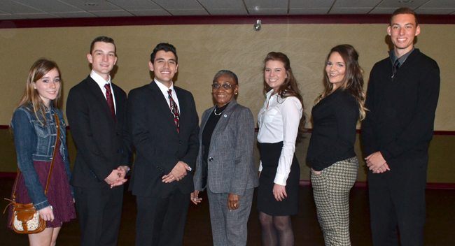 Group Photo includes (from left):  Miranda Lynn Smith, Justin Welch, Jansen Simone, Judge Baldwin, Gillian Saccremeno, Annastatia Nicole Eichler and Adam Bannister.